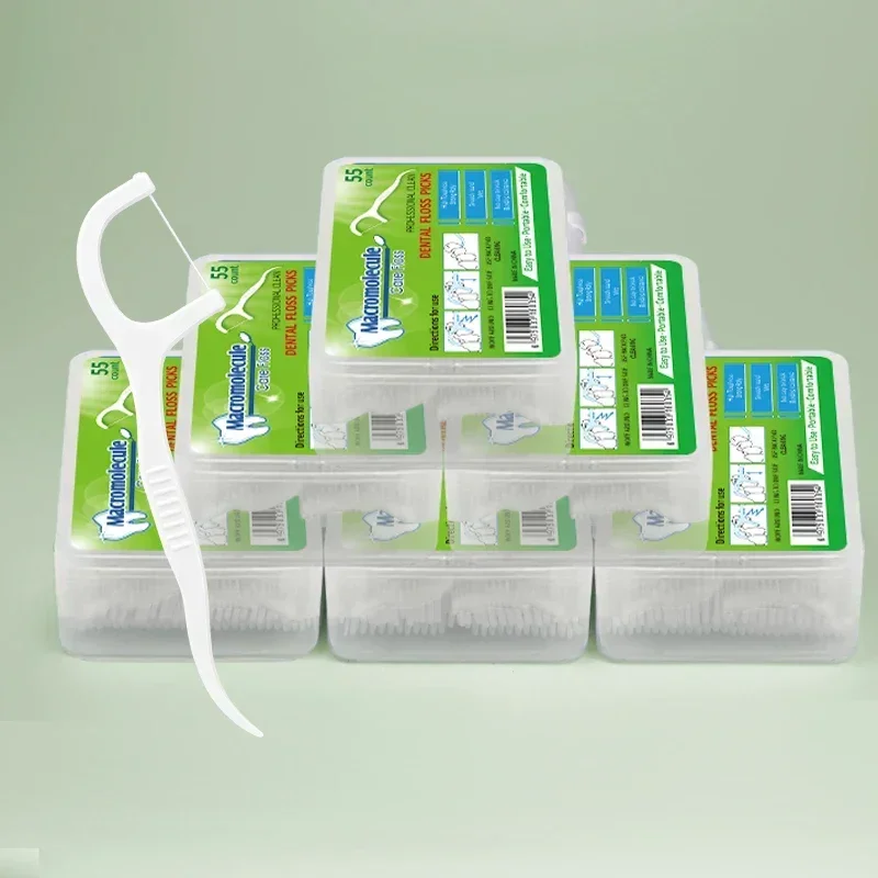 大人用フロス安全使い捨て 55 個/箱 医療用滅菌安全フロス アップグレードされたフロス 極細フロススティック ファミリーパック
