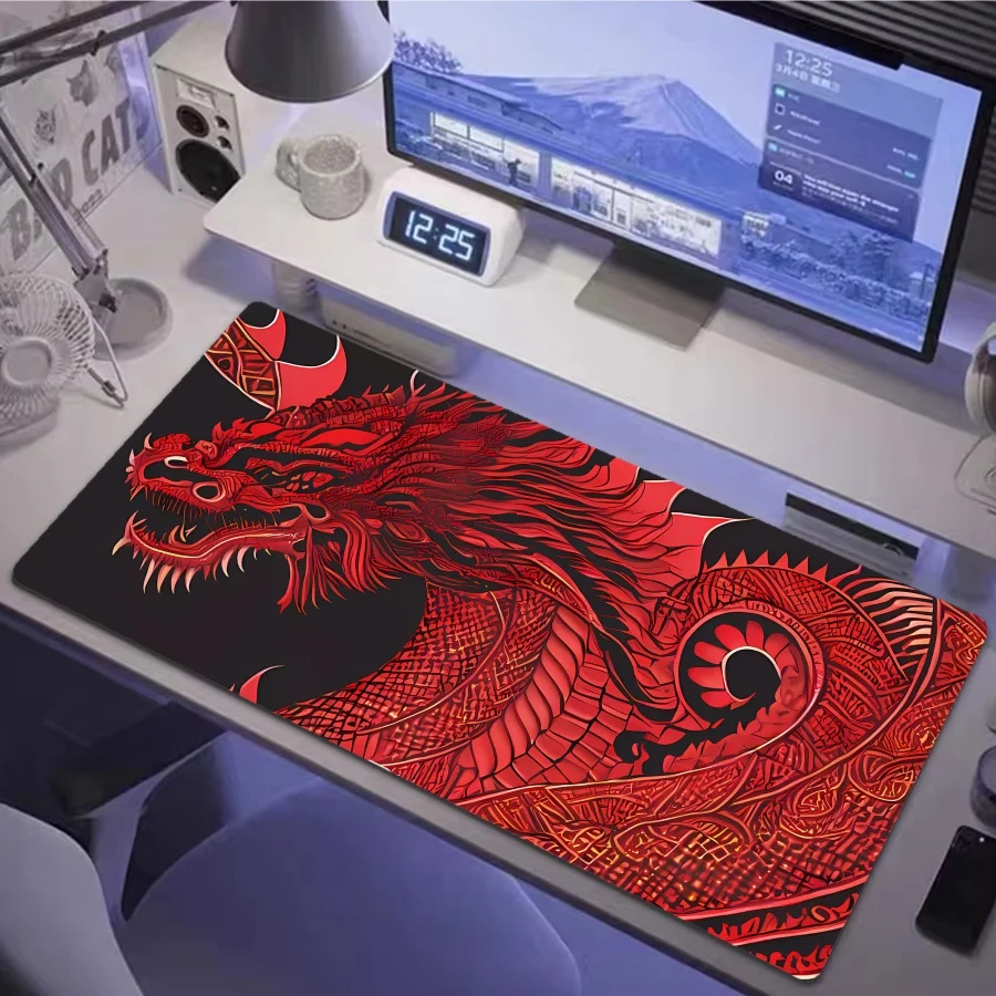 

Коврик для мыши с аниме-драконом, большой настольный коврик для компьютера, резиновая основа, расширенный коврик для клавиатуры, игровой коврик
