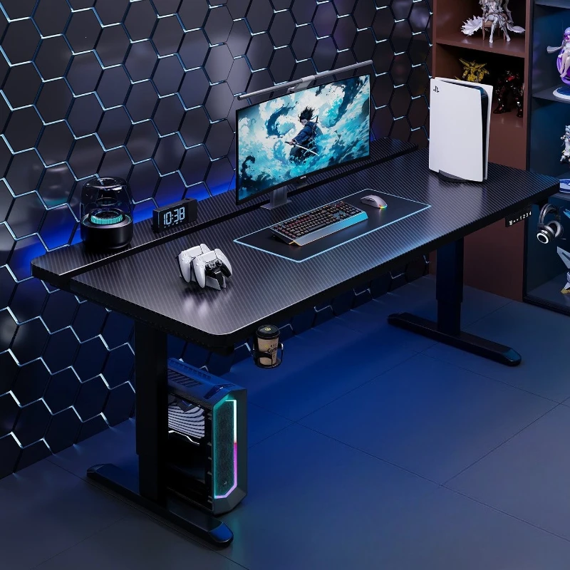 E-sports desktop computer desk, home split-panel desk, adjustable and equipped with power strips