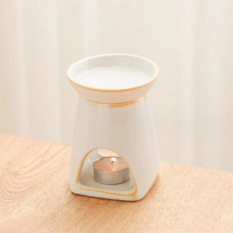 White Porcelain Essential Oil Furnance Candle Holder Aroma Burner Ceramic Crafts Fragrance Lamp Home Decor