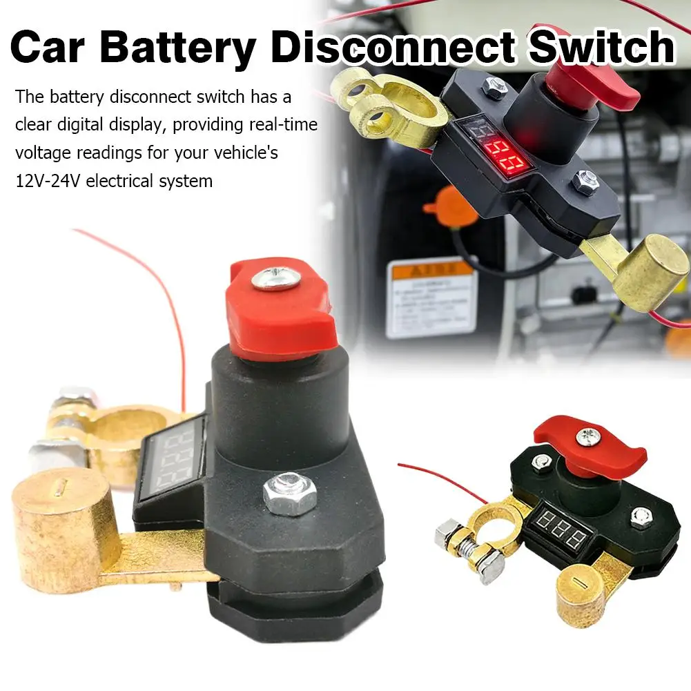 12V-24V Car Battery Disconnect Switch With Digital Can Rotate Bidirectional Joint Switch Disconnect Voltmeter Power S3Z2