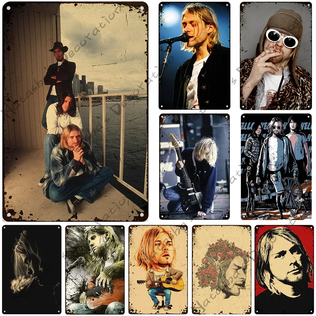 Kurt Cobain Vintage Metal Tin Sign  Rusty Musician Poster for Home Bar Pub Club Decor  Wall Plaque Plate