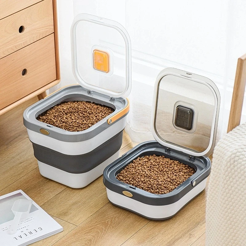 Foldable Dog Food Storage Containers with Locking Lid Dog Pet Cat Flour Sugar  Leakproof Sealable Kitchen Storage