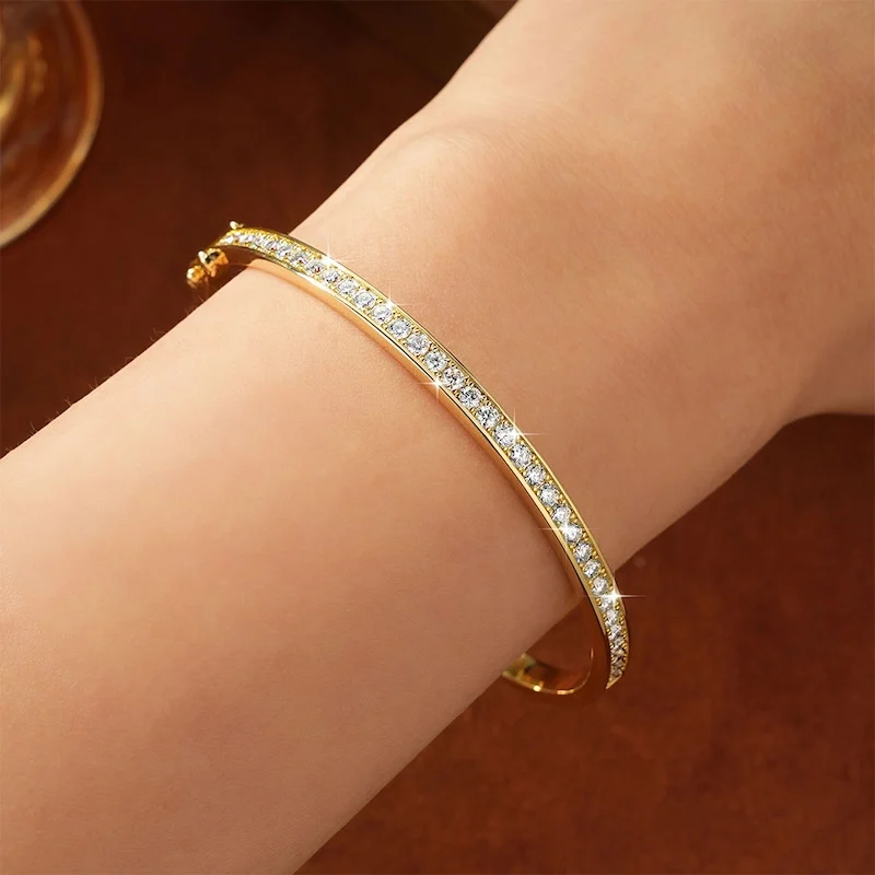 Rrjzz Exquisites einreihiges 2,3 mm D-Farbe Moissanit-Armband mit Kanalset, 58 mm Innendurchmesser, Armreif für Damen, Schmuckgeschenke – Detail 16