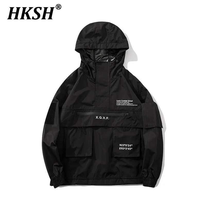 HKSH Spring Autumn New Men's Tide Techwear High Street Elegant Fashion Jacket Darkwear Thin Tide Casuai Multi Pocket Coat HK6000