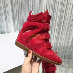 Wedges Height Increase Women Shoes High Vamp Round Toe Patchwork Real Picture High Quality Fashion Women Winter Autumn Shoes