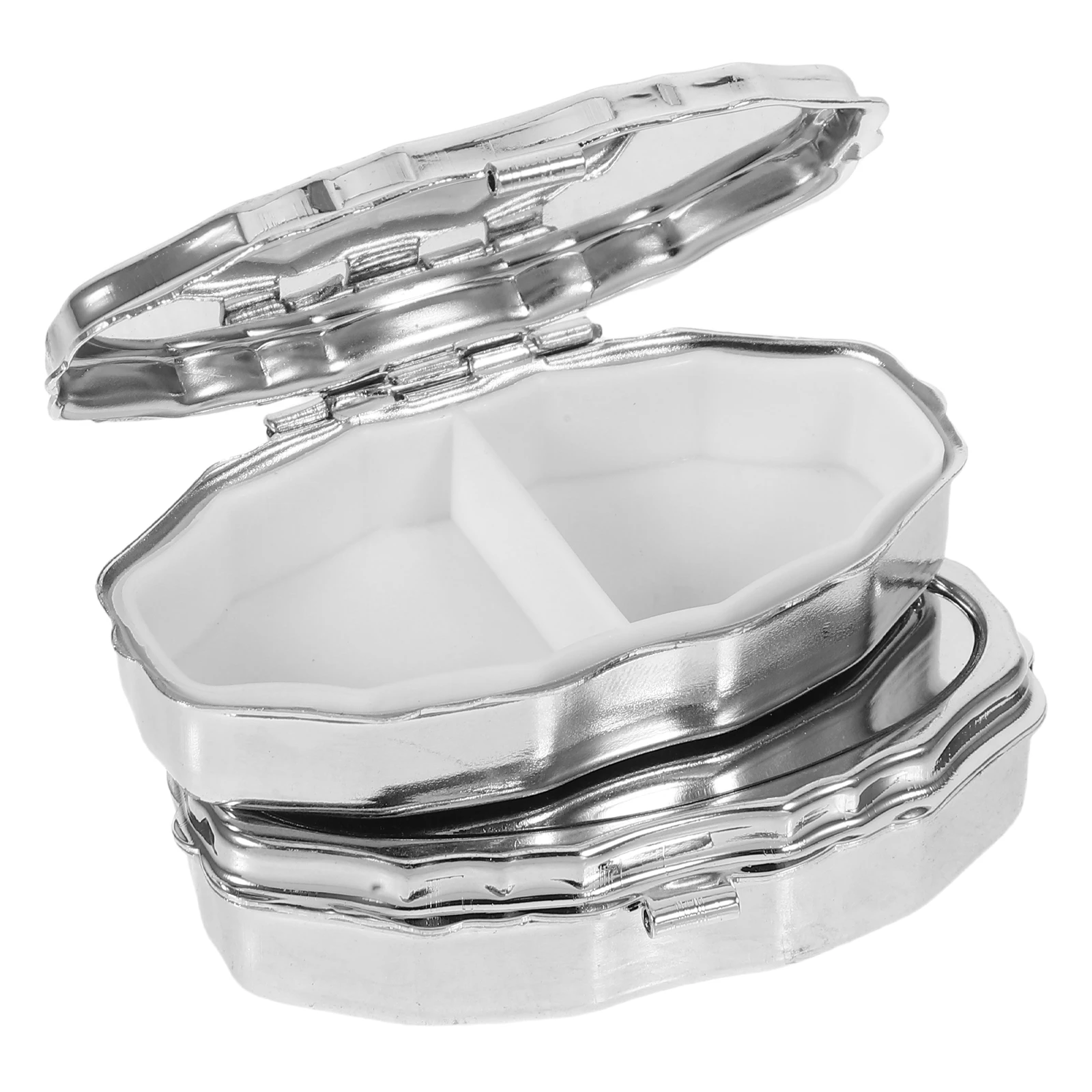 

2 шт. металлическая коробка для лекарств с двумя отделениями, портативный стильный дорожный органайзер, небольшой прочный контейнер для хранения таблеток