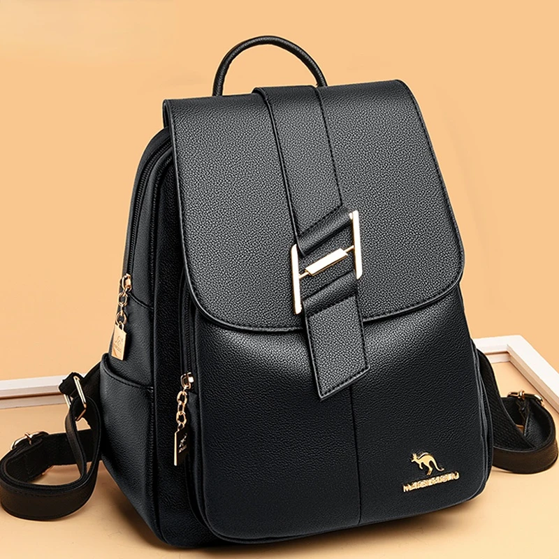 Women Large Capacity Backpack High Quality Leather Female Vintage Purses Bag School Bags Travel Bagpack Ladies Bookbag Rucksack