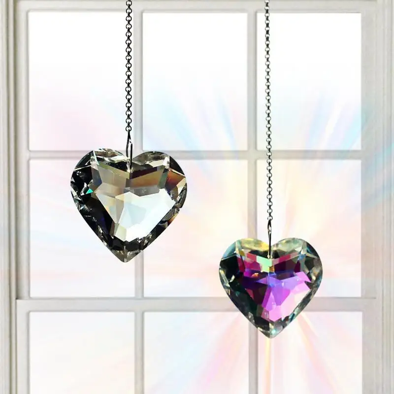 

Crystal Heart Sun Catcher Prisms Crystal Decor 2pcs Portable Glass Crystal Sun Catcher Pendant For Car Plant Christmas Tree