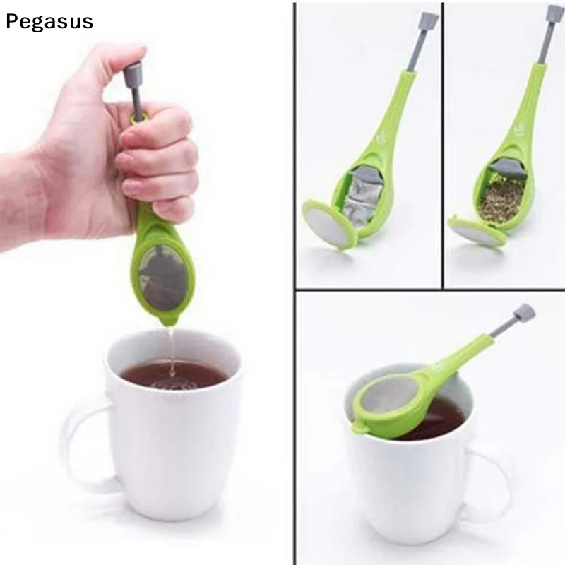 [S]Tea Infuser Loose Tea Leafs Strainer Herbal Spice Silicone Filter Diffuser Green