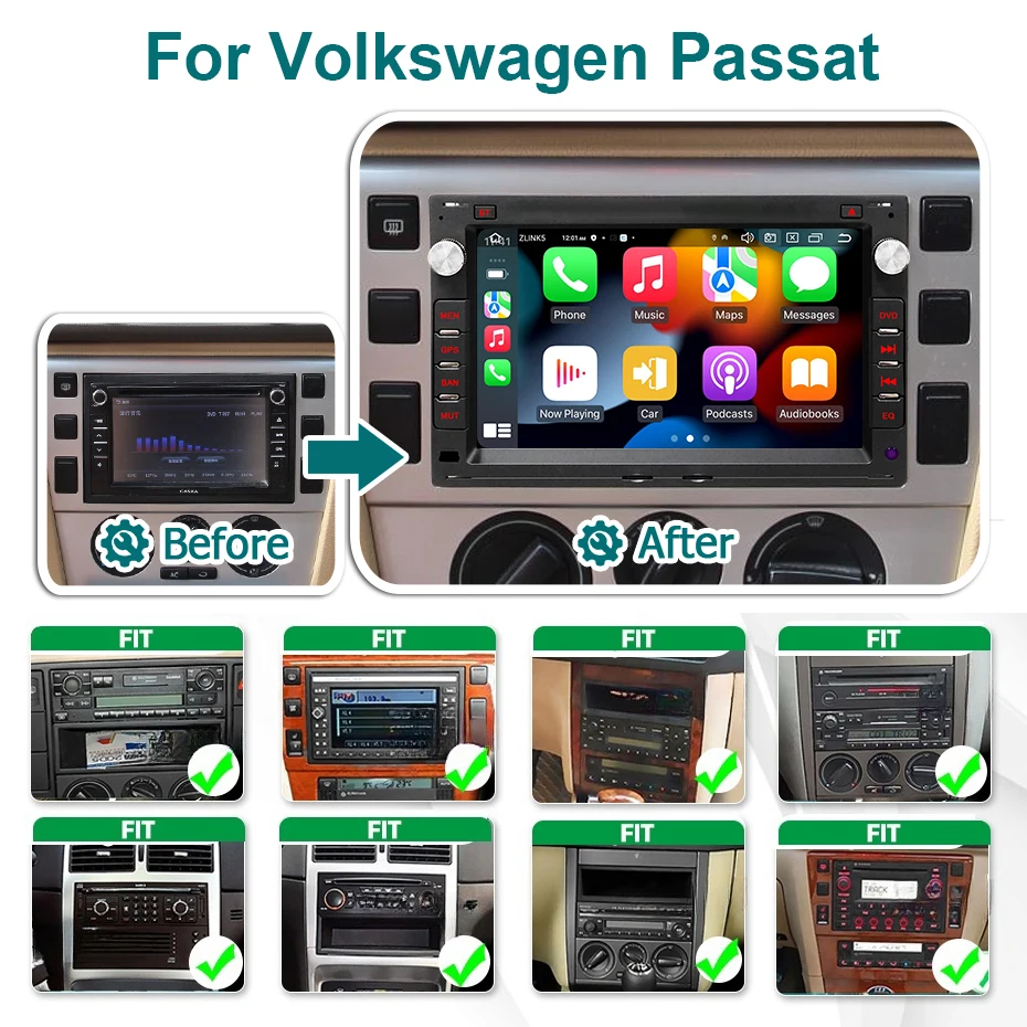 Wondefoo 7'' Carplay Linux Car Radio For VW PASSAT B5 SHARAN Jetta Bora POLO TRANSPORT MULTIVAN Startline GOLF With Android AUTO