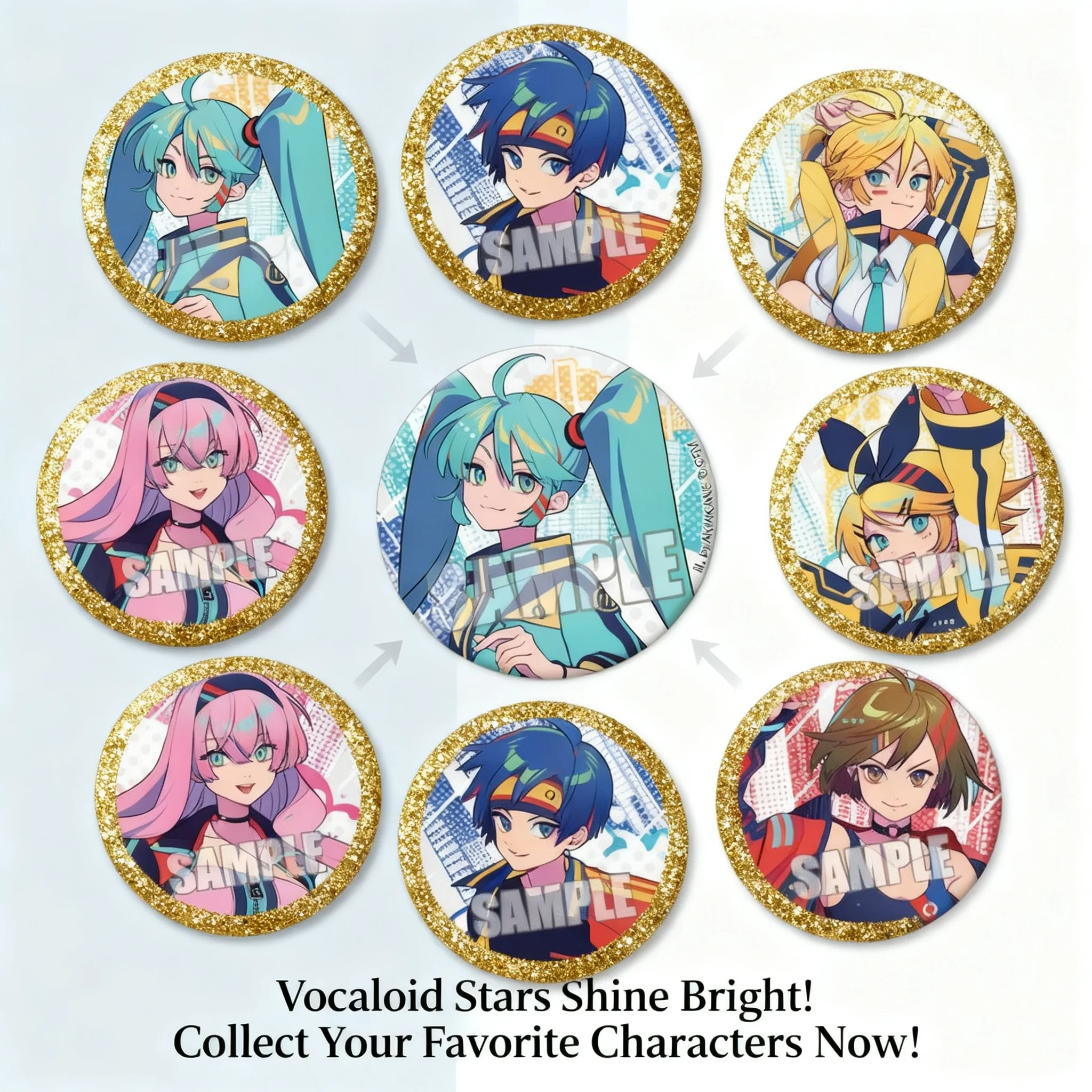 

Miku Anime Badge Pin Hatsune Miku Kagamine Rin Len Luka Kaito Meiko Anime Brooch Accessories Merchandise Genshin Impact
