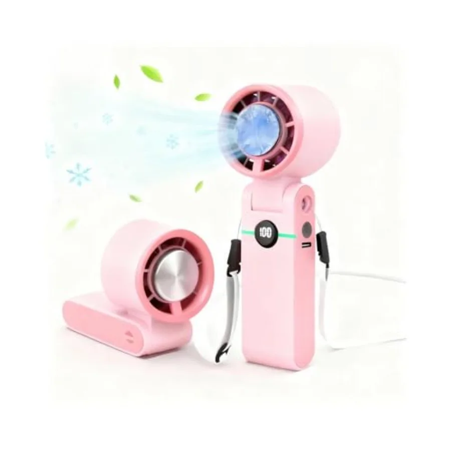 

Small Fan Foldable, Handheld Fan with Lanyard, Portable Cooling Hand Mini Fans, with Cold Plate 4000mAh Strong Wind USB Fast Ch