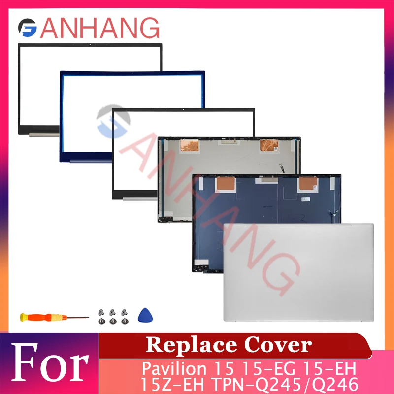 

NEW For Pavilion 15 15-EG 15-EH 15Z-EH TPN-Q245 TPN-Q246 Laptop LCD Back Cover Front Bezel Palmrest Bottom Case Hinges