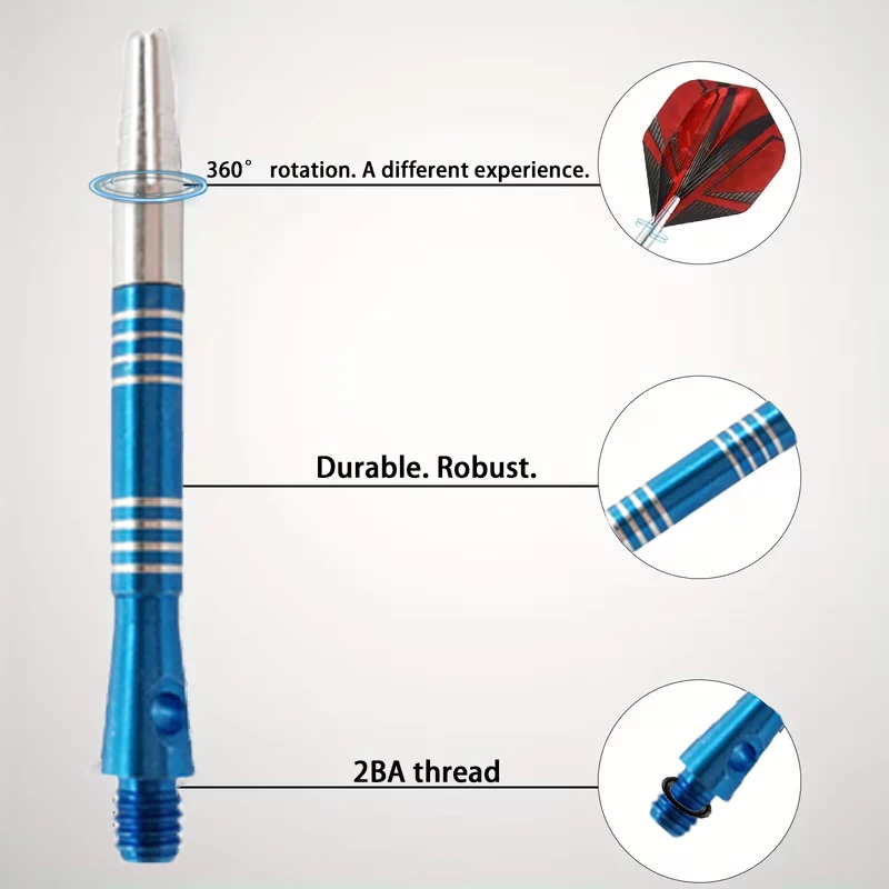 Aluminum Alloy 360 Degree Rotating Dart Shaft Medium Stem Lightweight Darts Parts Accessories Red Blue Black