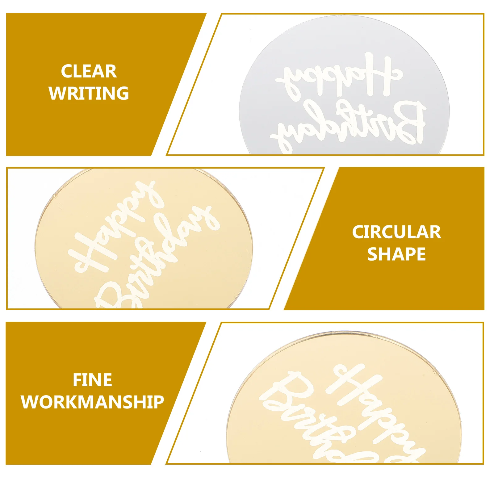 

25Pcs Birthday Cake Decorations Acrylic Round Cupcake Toppers Multi-Function Delicate Engraved Discs for Party Desserts