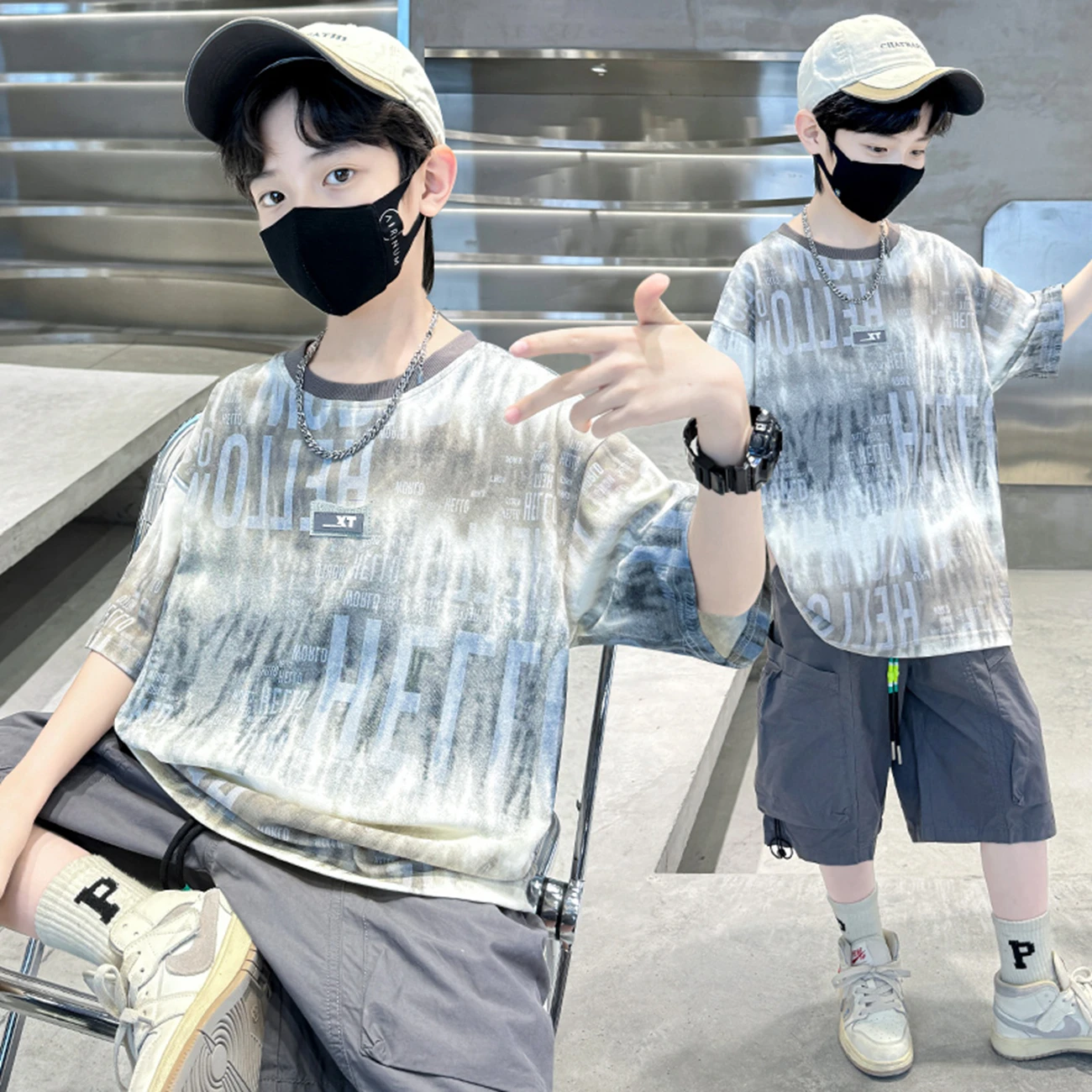 Boys Tie Dye T-Shirt Short Sleeve Casual Lightweight Summer Top Comfortable Breathable round Neck for Big Kids