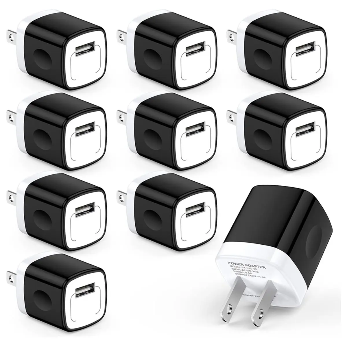 (▲★HUND)10 Pack USB Charger Block , Single Port USB Wall Charger Cube 5V/1A USBA Power Adapter for Travel & Home US Plug