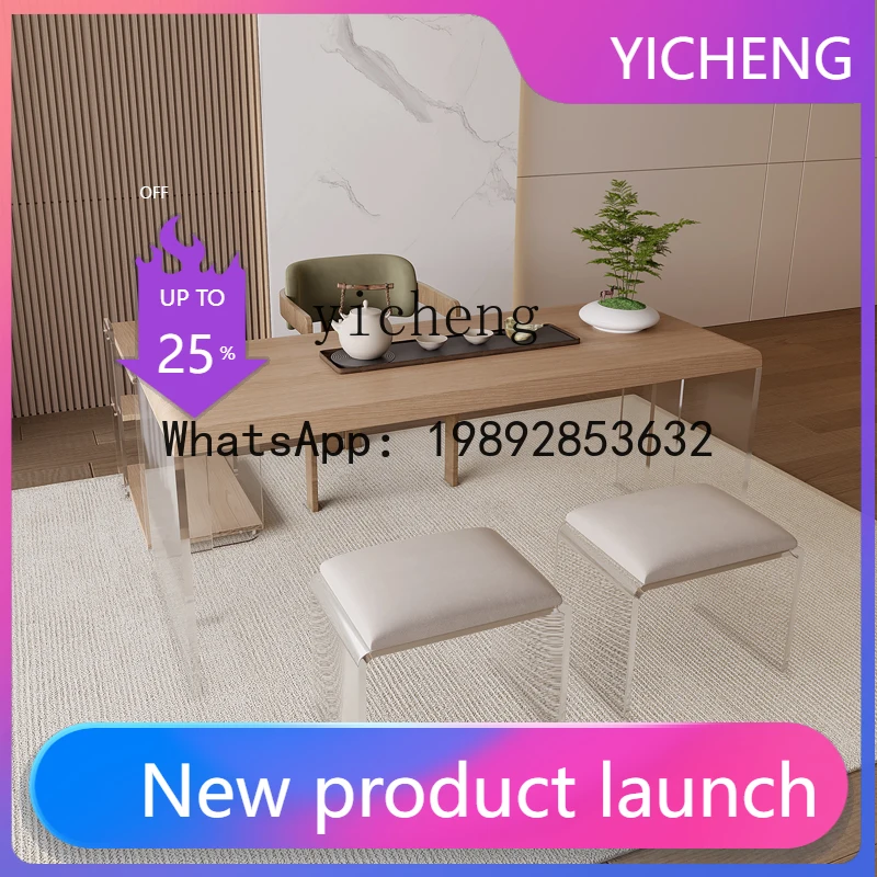 

A3-6 simple solid wood tea table small tea table desk household suspended tea table and chair combination