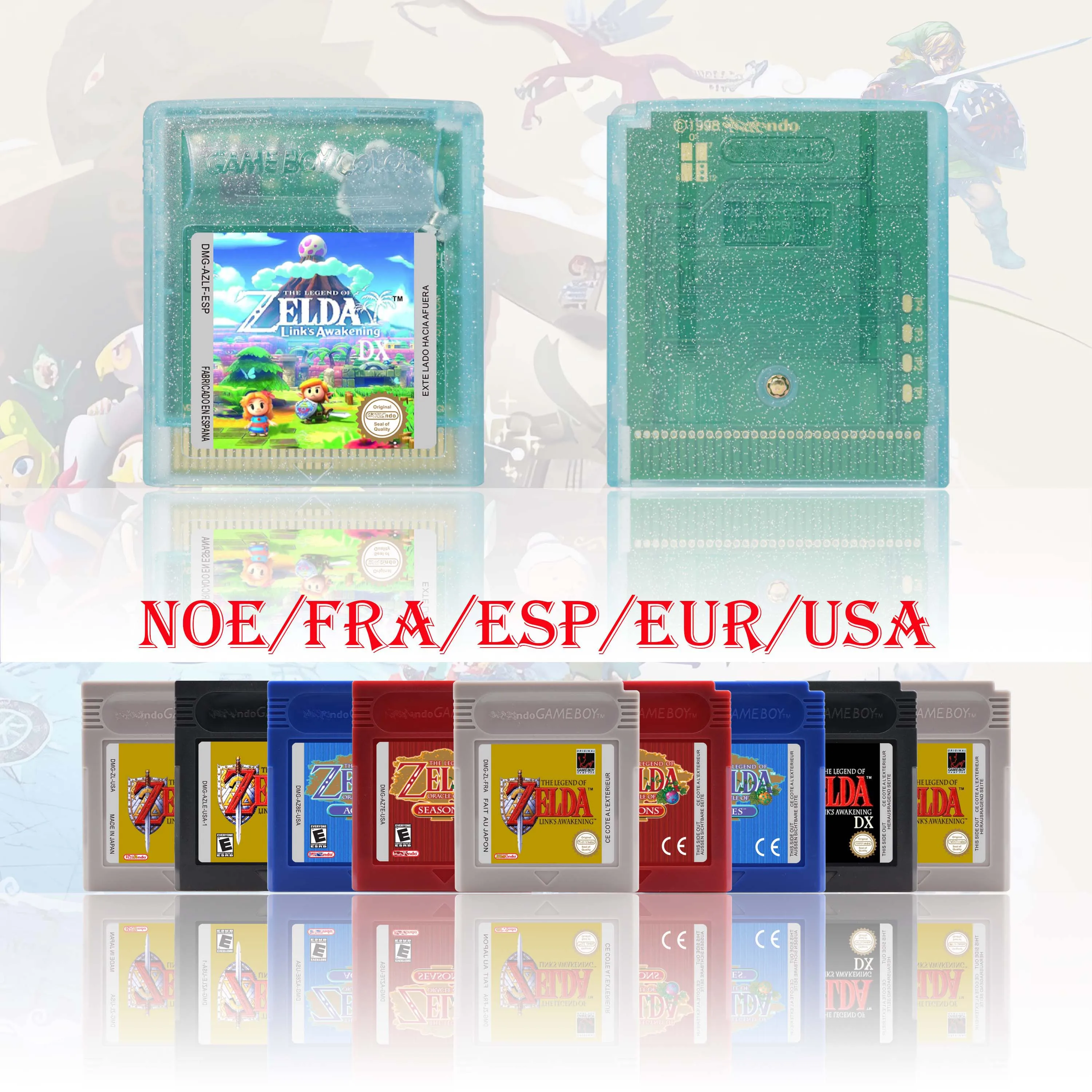 Versión USA/EUR/NOE/ESP de The Legend of Zelda: Awakening/Seasons/Ages, Cartucho de Videojuego GBC de Alta Calidad con Batería