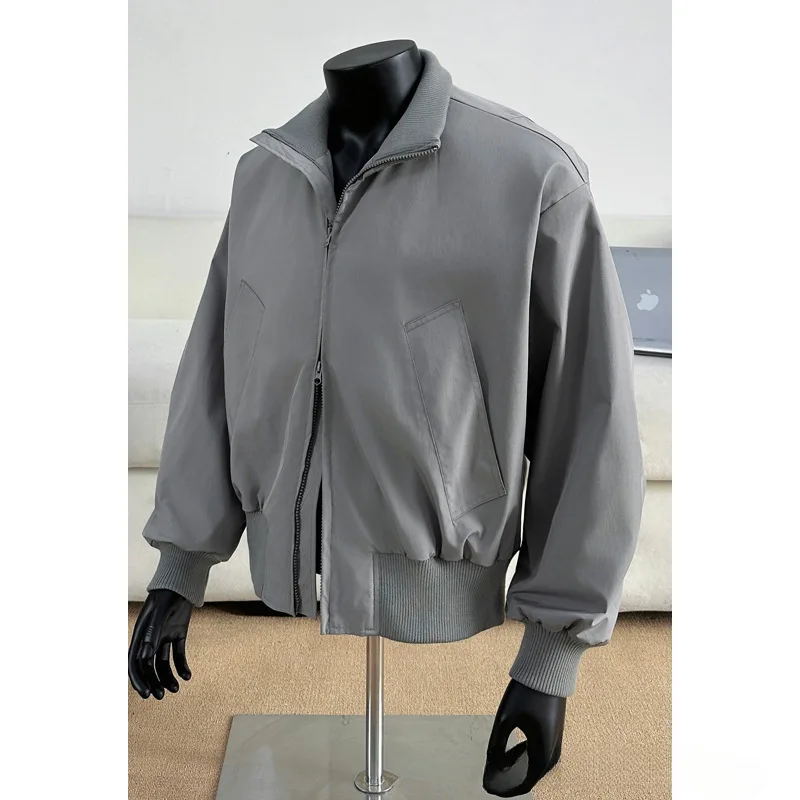

Fall 2025 Men's American Sle ort Flight Jaet Trendy Brand Stand Collar Cotton Windproof Outerwear Loose Fit Zipper Decor