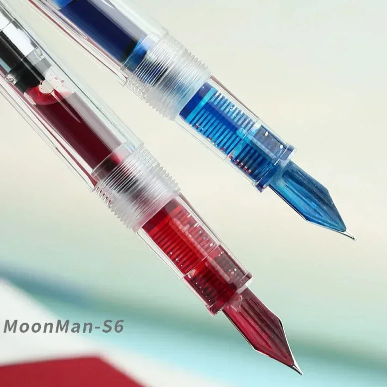Hot Majohn Moonman S6 Transparent Fountain Pen EF/F 0.38/0.5mm Nib Ink Pen Comfortable Men's Women's Adult Student Writing Offic