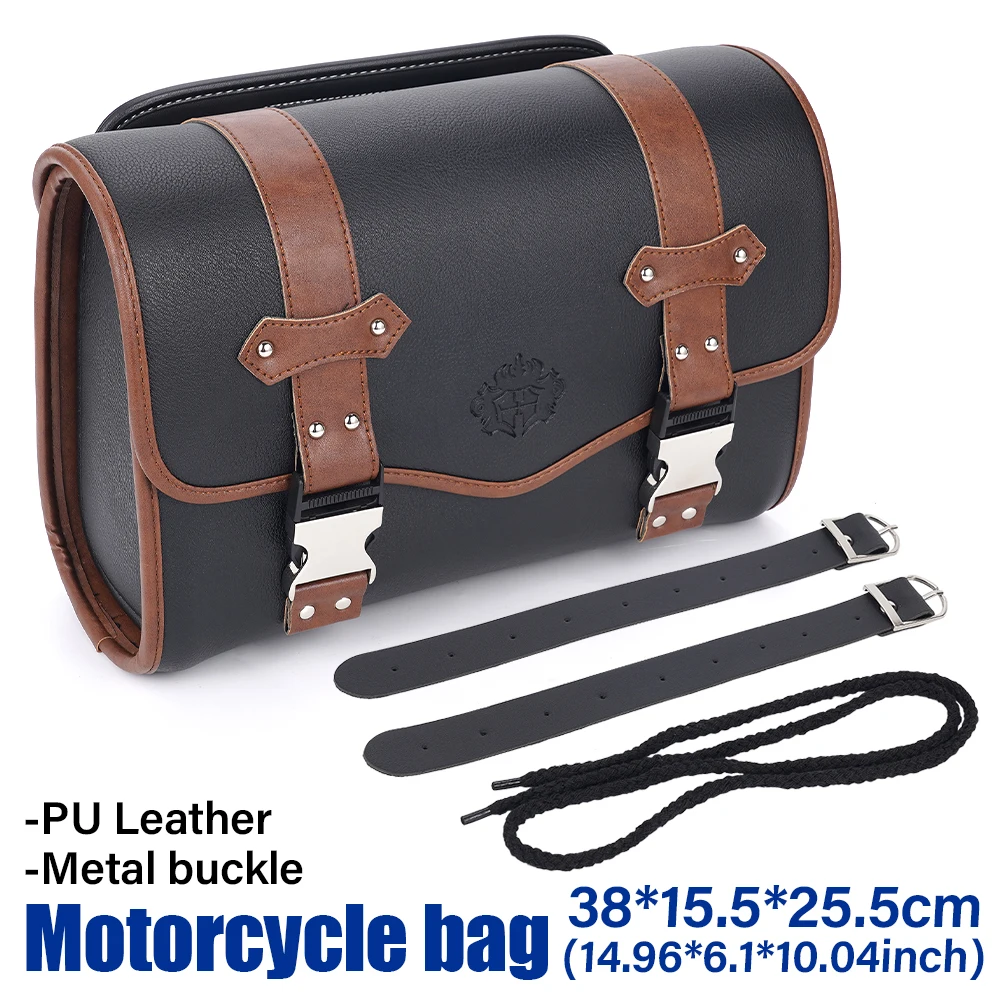 

General Retro Motorcycle Saddlebag Side Bag PU Leather Luggage Bag Tool Bag Saddle Bag Large Capacity Motorcycle Bag