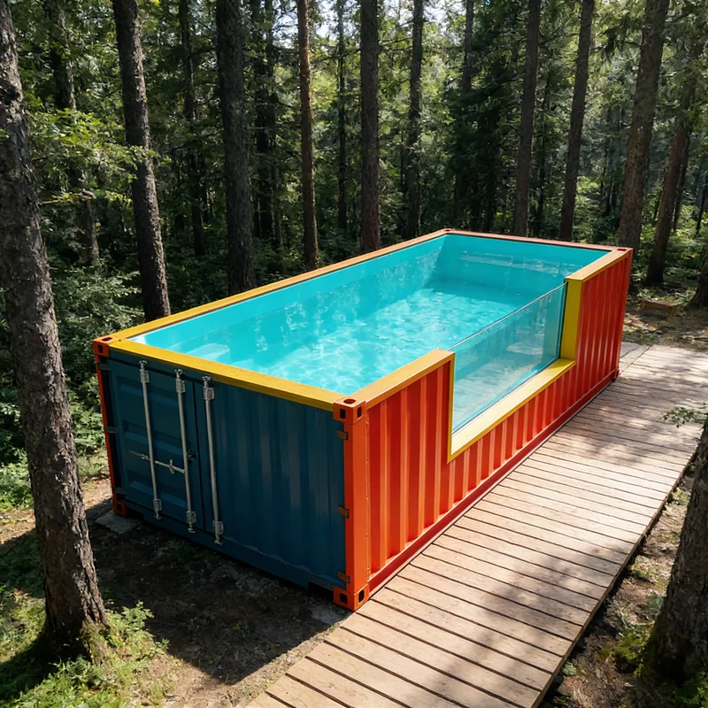 Piscina Portátil Personalizada y Económica de 20 pies en Contenedor Marítimo, Piscina Elevada para Patio Pequeño y Terraza