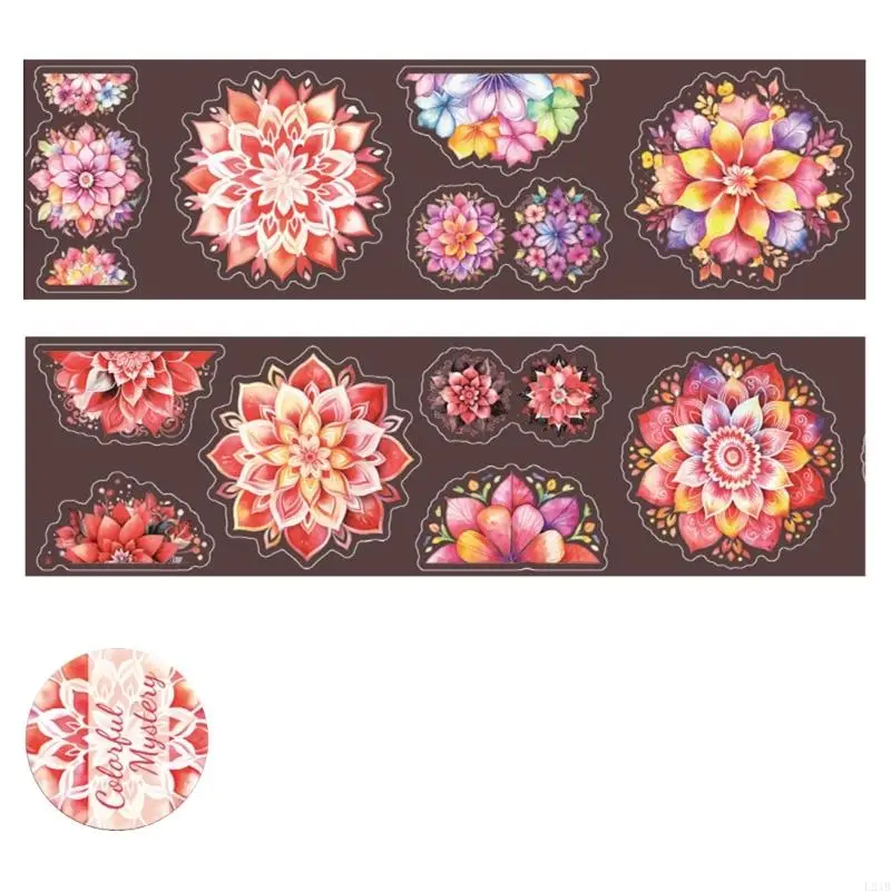 2025 New 1 Roll Waterproof Decorative Sticker for Scrapbook Journal Card, Flower Sticker, PET Adhesive Floral Aesthetic Sticker