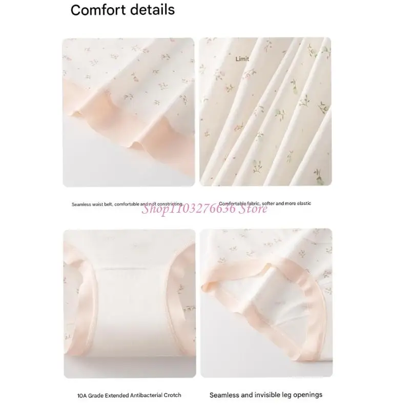 

R6FD Floral Print Cotton Maternity Panties High Waist Underpants with Long Design For Pregnant Women