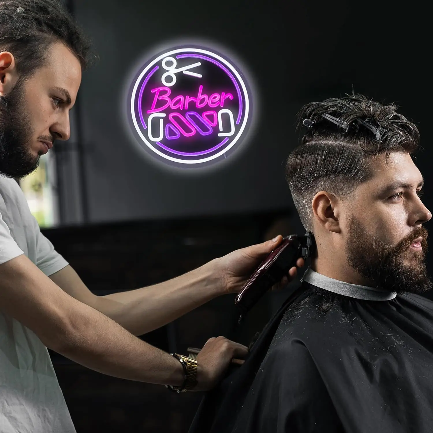 Barber Neon Sign LED Wall Art USB Powered Scissors Glow Lamp Hair Salon Theme Decor Home Beauty Shop Stylish Room Hanging Light