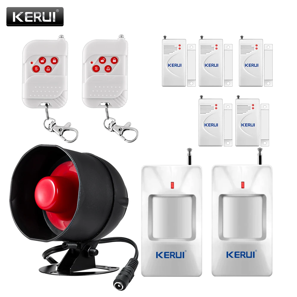 

KERUI Loudly Speaker High Decibel Burglar Flash Siren Home Security Alarm System With Door Windows Sensor For House Anti-Theft