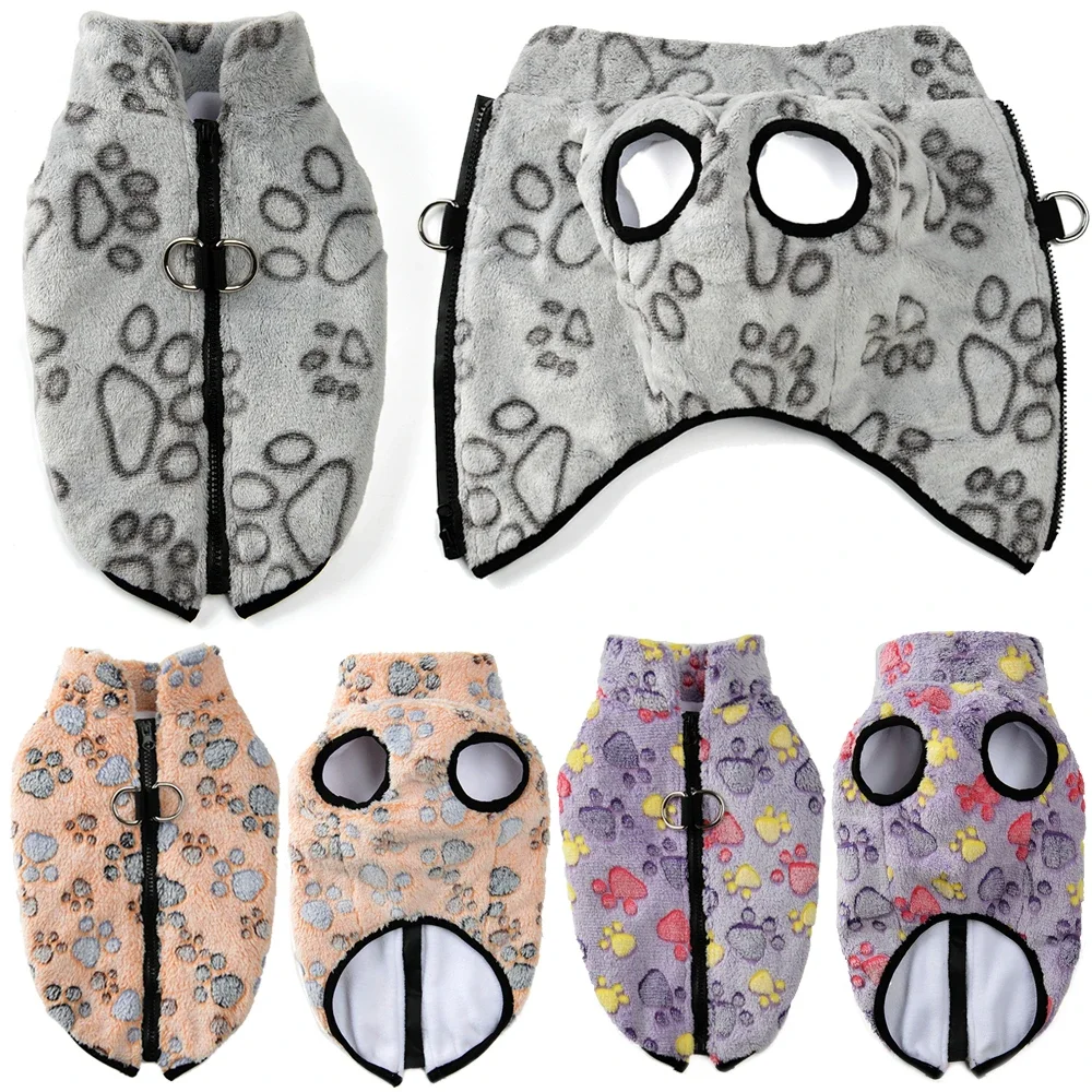 لينة الحيوانات الأليفة سترة لفصل الشتاء الدافئة الصوف معطف الكلب للكلاب الصغيرة المتوسطة لطيف باو طباعة الحيوانات الأليفة سترة ل البلدغ بيغل الصلصال وتتسابق #3