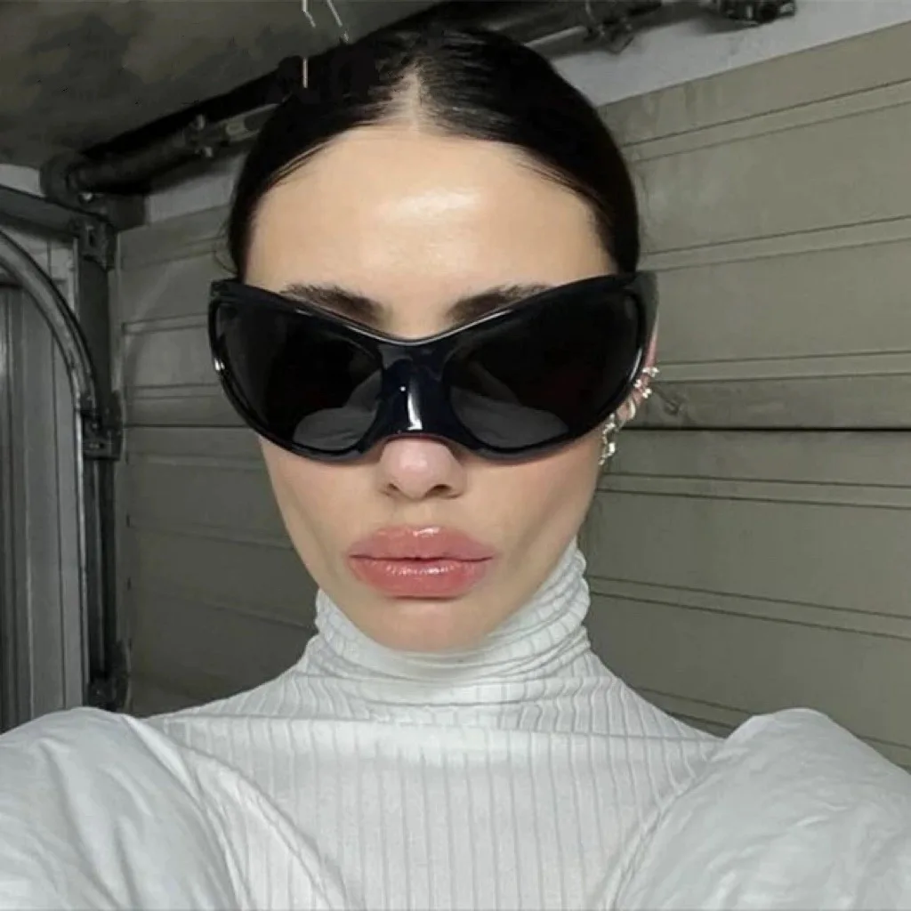 Y2K Fashion Brand Designer Luxury Oversized Cat Eye Sunglasses Women For Men 2024 Vintage Punk Sun Glasses Outdoor Sport Goggles