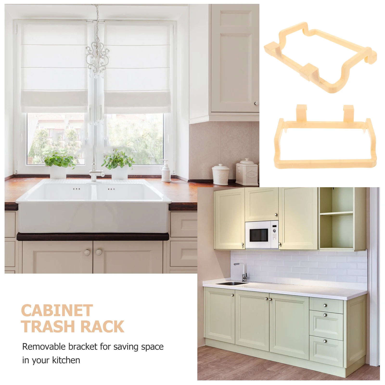 

Kitchen Cabinet Hanging Garbage Bag Rack Removable Trash Storage Holder For Drawer Door Cabinet Bathroom Use Yellow Fits