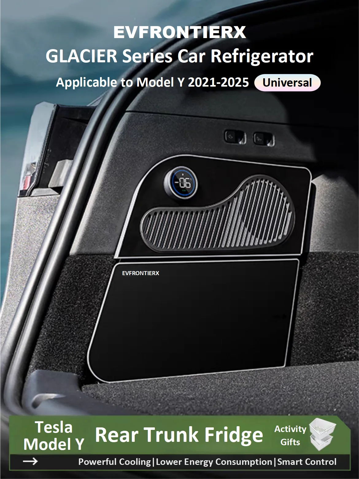 

Car Refrigerator for Tesla Model Y 2021-2025 Juniper Rear Trunk Fridge 16L Smart Compressor Fast Cooling -6-20℃ Travel Camping