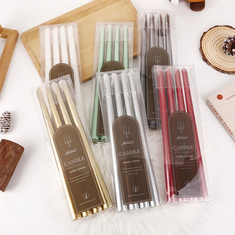 4pcs φ2.2*25 Scentedless Stick Candles Wedding Decoration Smokeless Emergency Candles Party Birthday Gifts