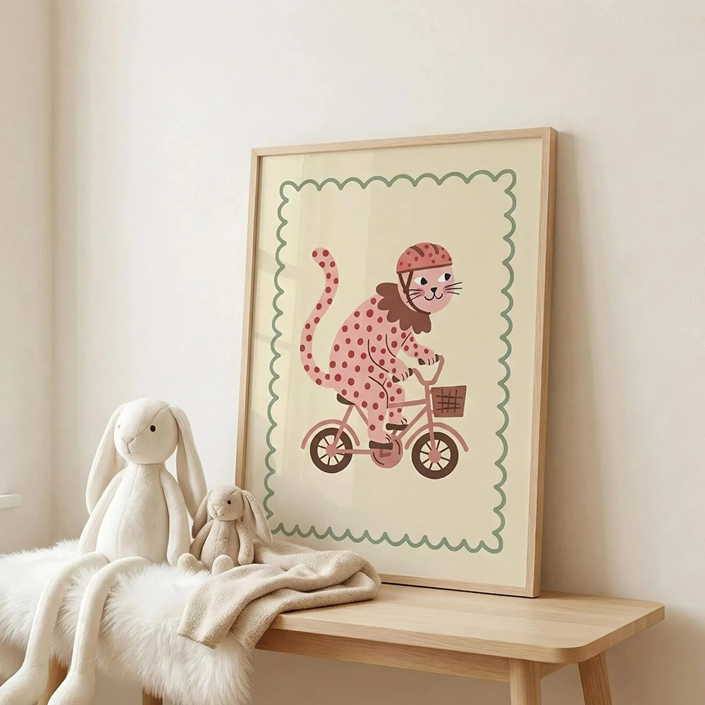 Unframe  Dalmatian Painter Cat Giraffe Playing Guitar Art Poster Print Funny Animal Colorful Pictures Nursery Dorm Room Home Dec view 3