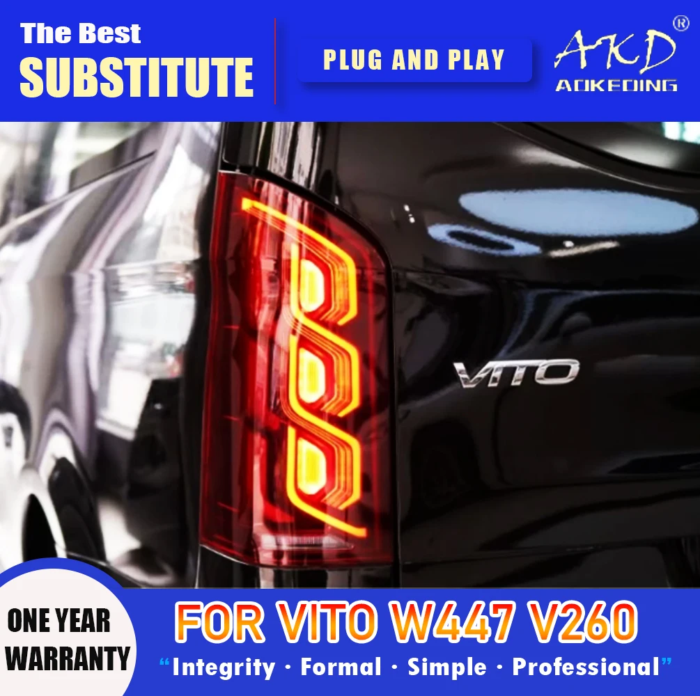 

AKD Tail Lamp for Vito W447 LED Tail Light 2016-2021 V260 Rear Fog Brake Turn Signal Automotive Accessories