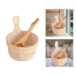 4L Sauna Large Capacity Wooden Bucket And Ladle Kit Steaming Bathroom Equipment Accessories for Sauna Room Tools