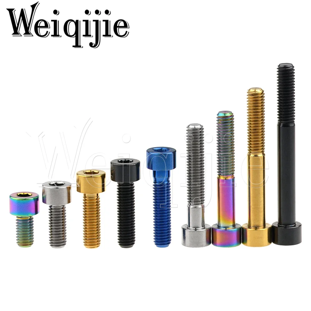 Weiqijie Titanium Bolt M7/M8x15 20 25 30 32 35 40 43 45 50 60 70mm Hexagon Screw for Bicycle Motorcycle Titanium Screw