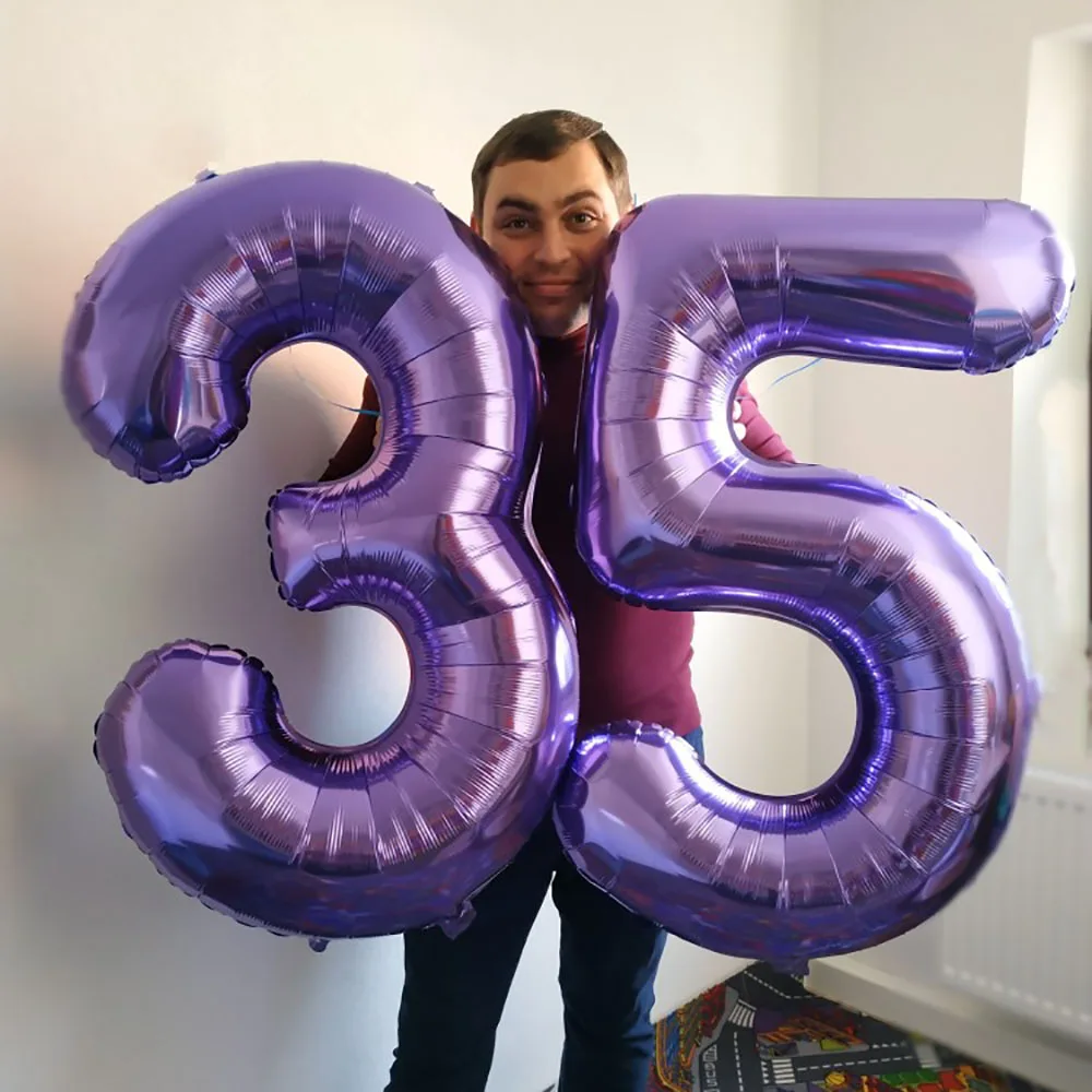 Globos de cumpleaños para niño y niña, globo con número morado de 32 pulgadas, decoración para fiesta de cumpleaños, aniversario de 9/1/3 años