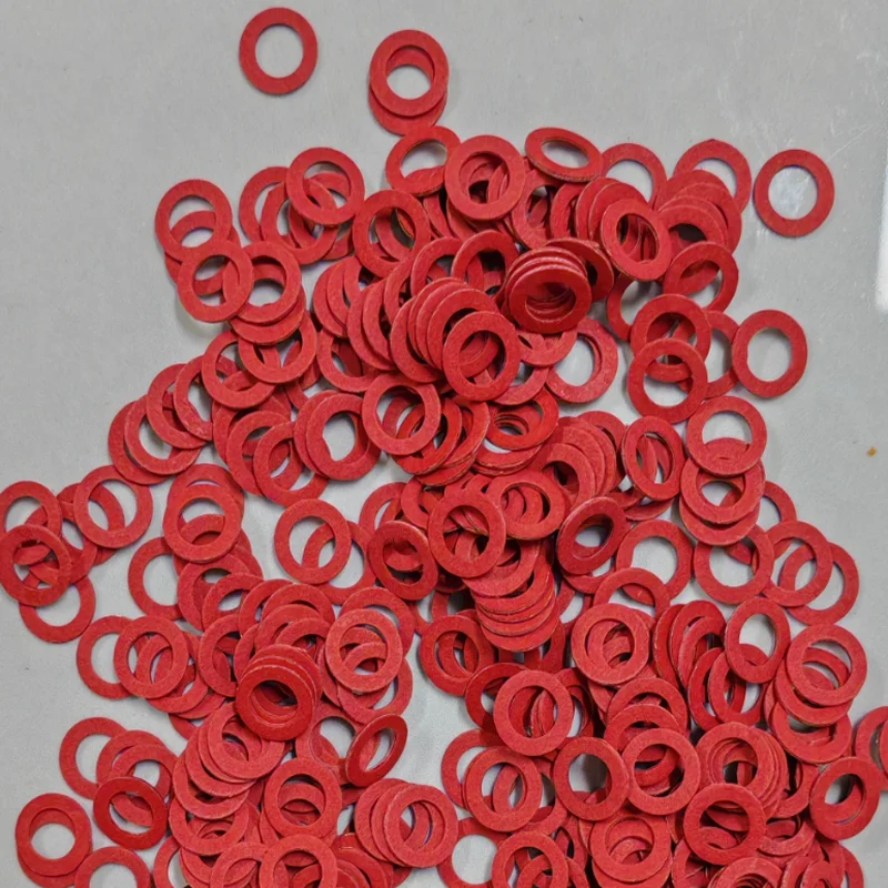 Red Steel Paper Insulation Fiber Flat Washers M2-M12 Insulating Gasket Ring 20/50/100Pcs Electrical Insulation Fastener Accessor