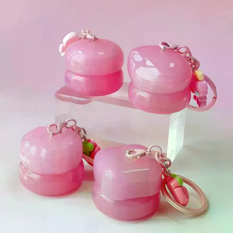 1Pcs 5g Mini Empty Plastic Lip Mask Jars With Keychain Pendant Lip Balm Cans Cream Lip Balm Containers Lipstick Makeup Container