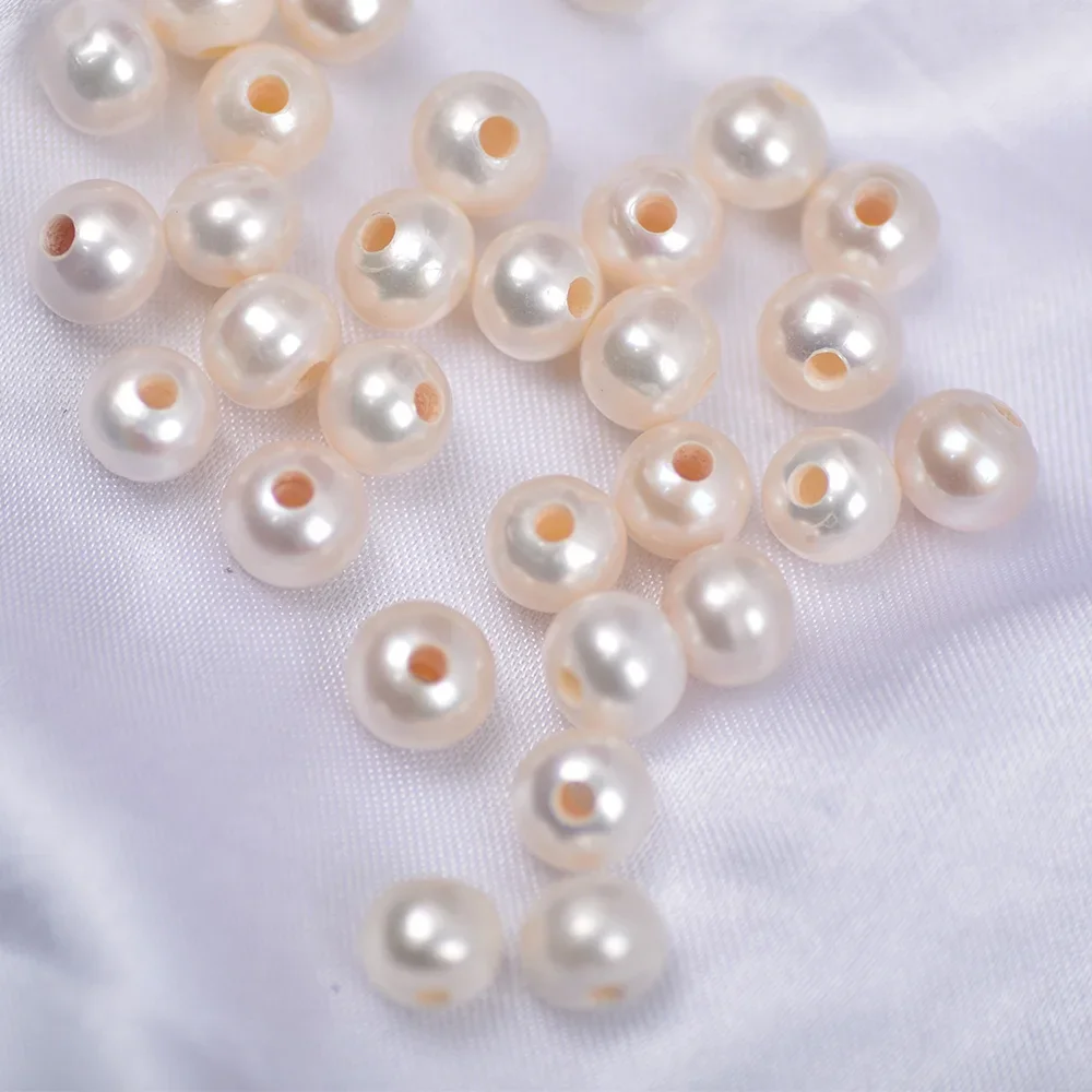 Natural freshwater pearls single 4-6mm large hole diy material bracelet necklace jewelry