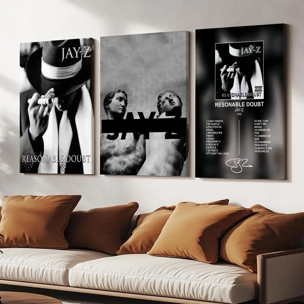 Singer J-Jay Z Reasonable Doubt Framed Wall Painting HD Canvas Wall Art | Optional Framed/Unframed | Modern Entryway Home Decor