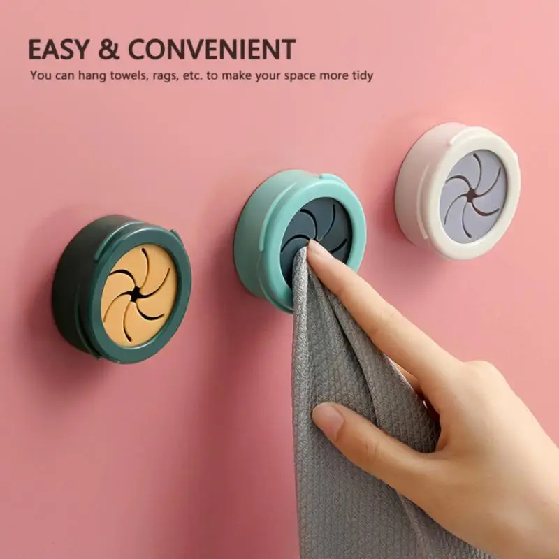 Circular Triangle Towel Storage Rack Adhesive Towel Holder Wash Cloth Clip Free Punch Wall Hanger Storage Kitchen Organizer