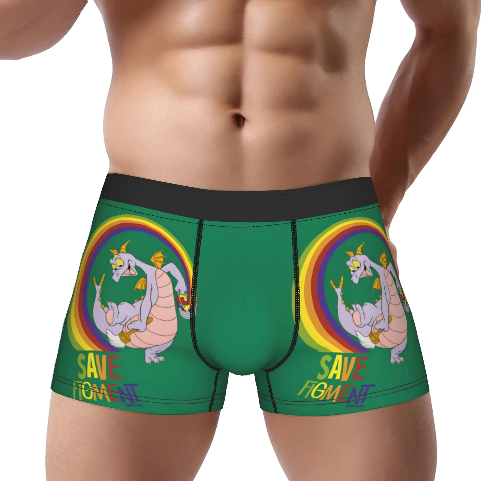 

1 шт. мужские трусы-боксеры с принтом Rainbow Figment, дышащие, с принтом, шорты-боксеры