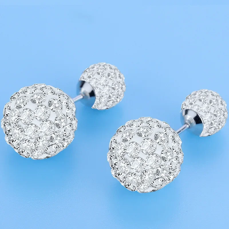 Hot sales 925 Sterling Silver Cute y2k Full Rhinestone crystal Princess Ball Earrings Stud for women Fashion designer jewelry