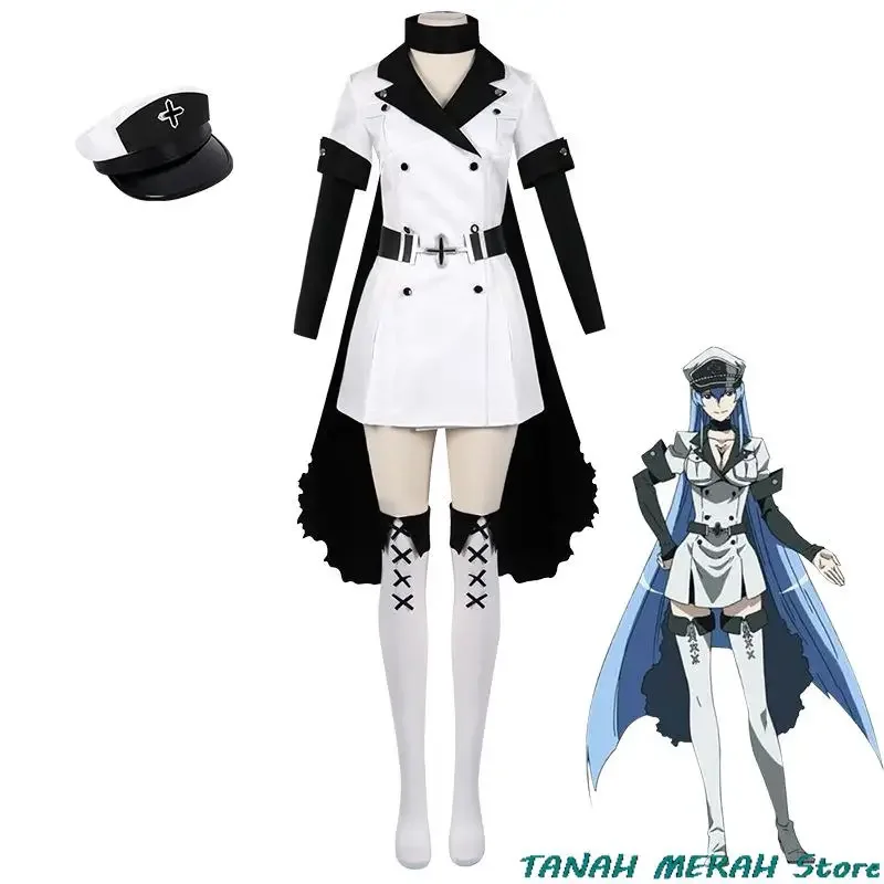 Cosplay Anime Esdeath Empire Cosplay Costume Manga General Uniform with Hat Wig Socks Esdeath Empire Outfits